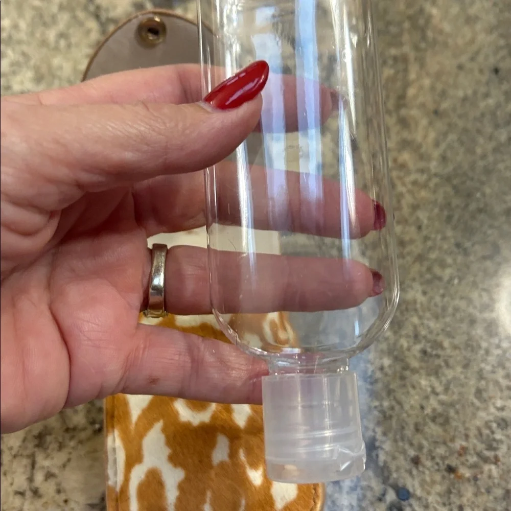 Animal print sanitizer lotion travel case calf hair genuine leather key chain